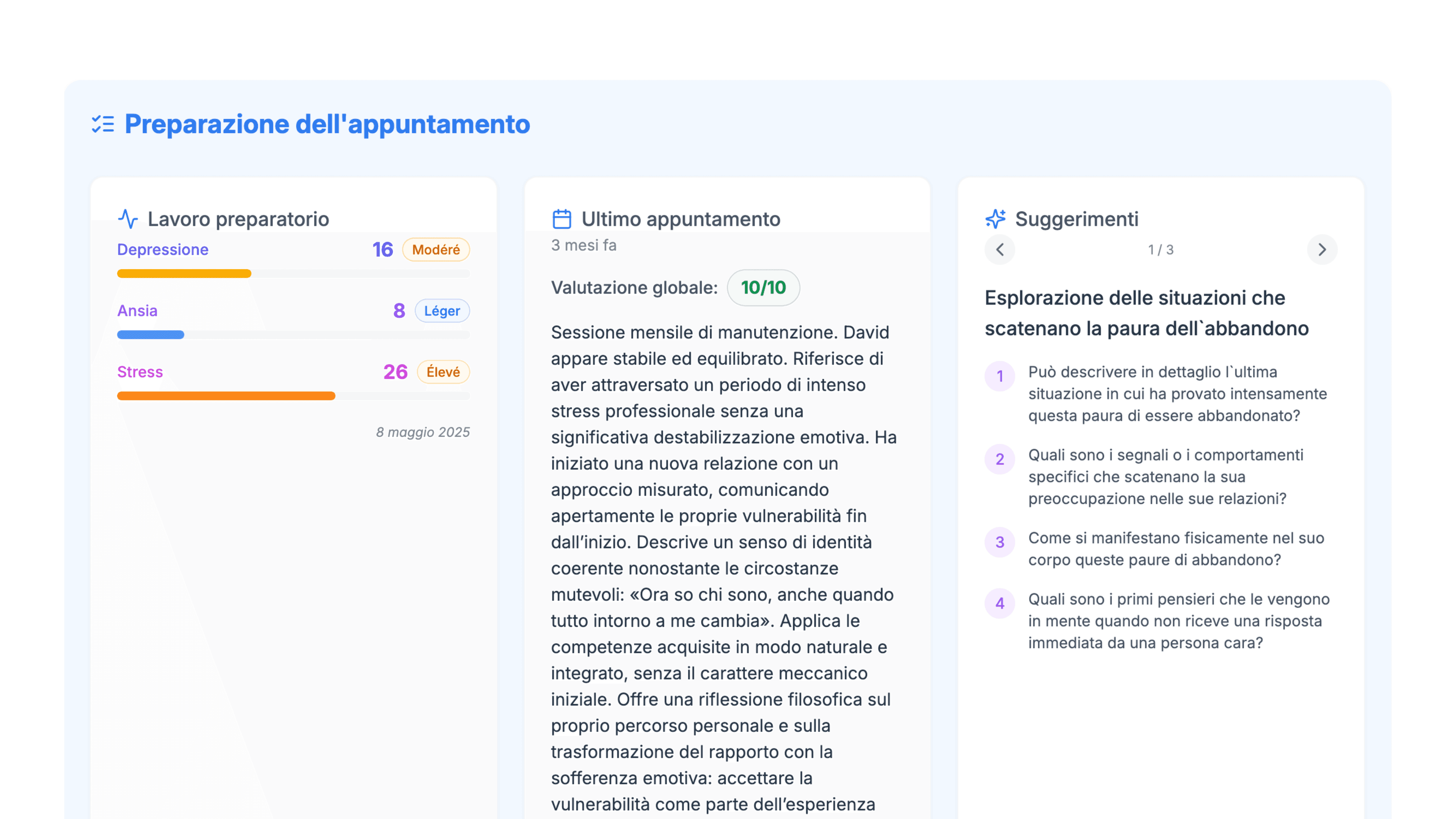 Preparazione delle Sedute