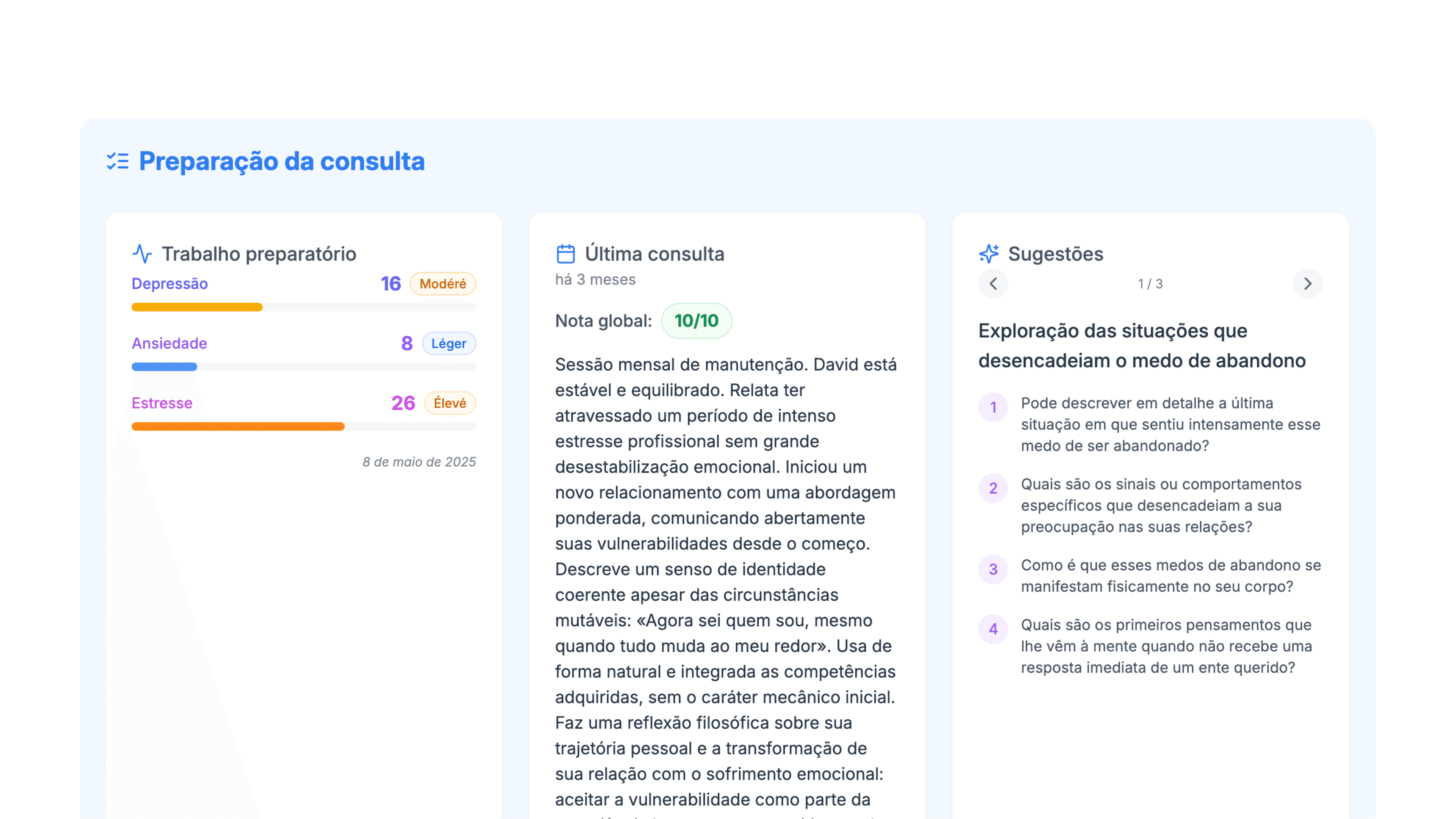 Preparação de Sessões