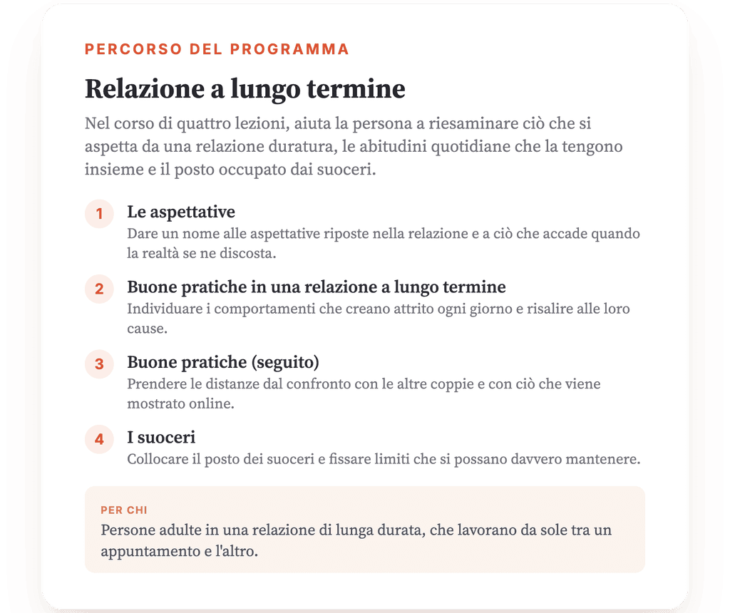 Relazione a lungo termine: programma psicoeducativo di coppia