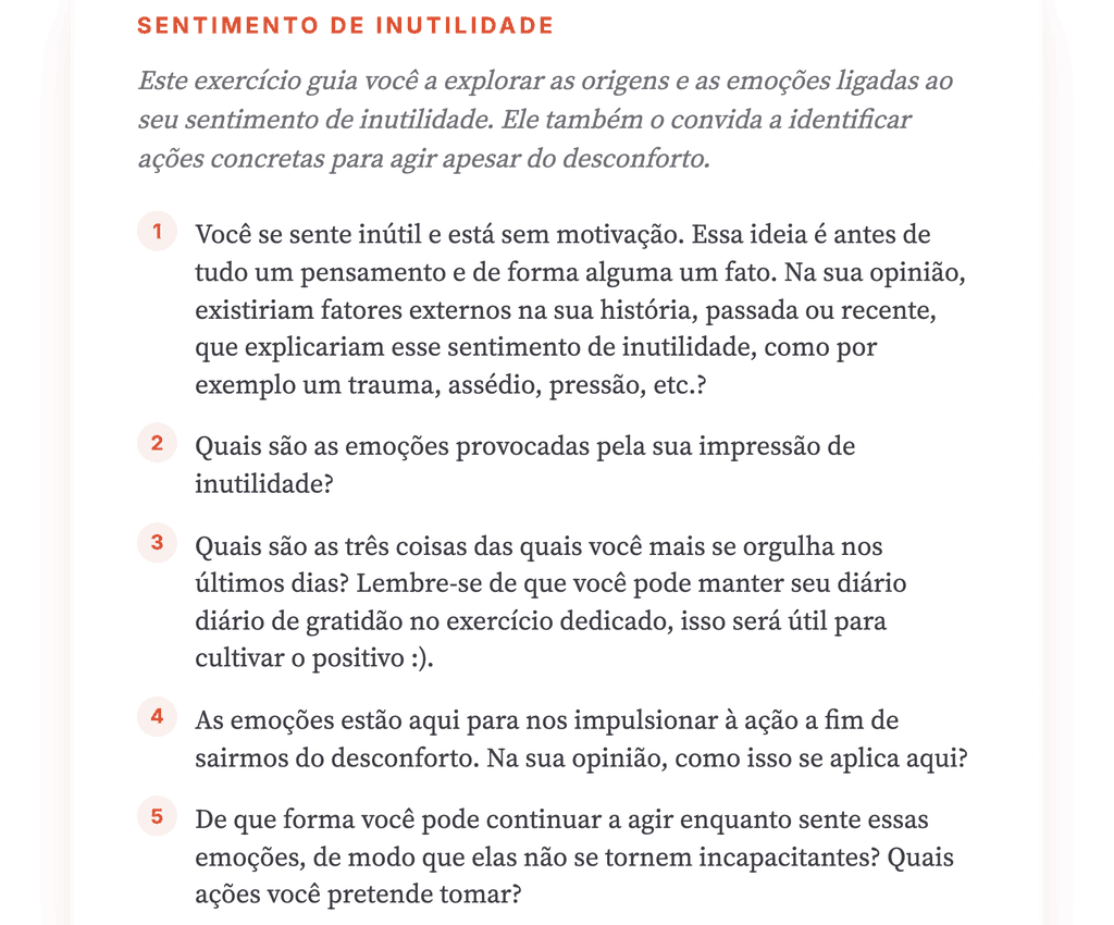 "Sinto-me Inútil": Exercício Clínico para Sessão