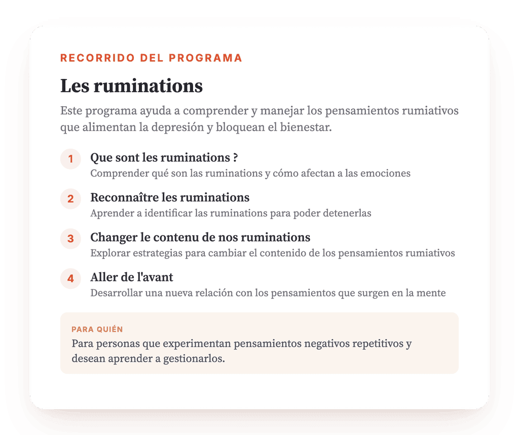 Rumiaciones: programa psicoeducativo clínico en cuatro lecciones