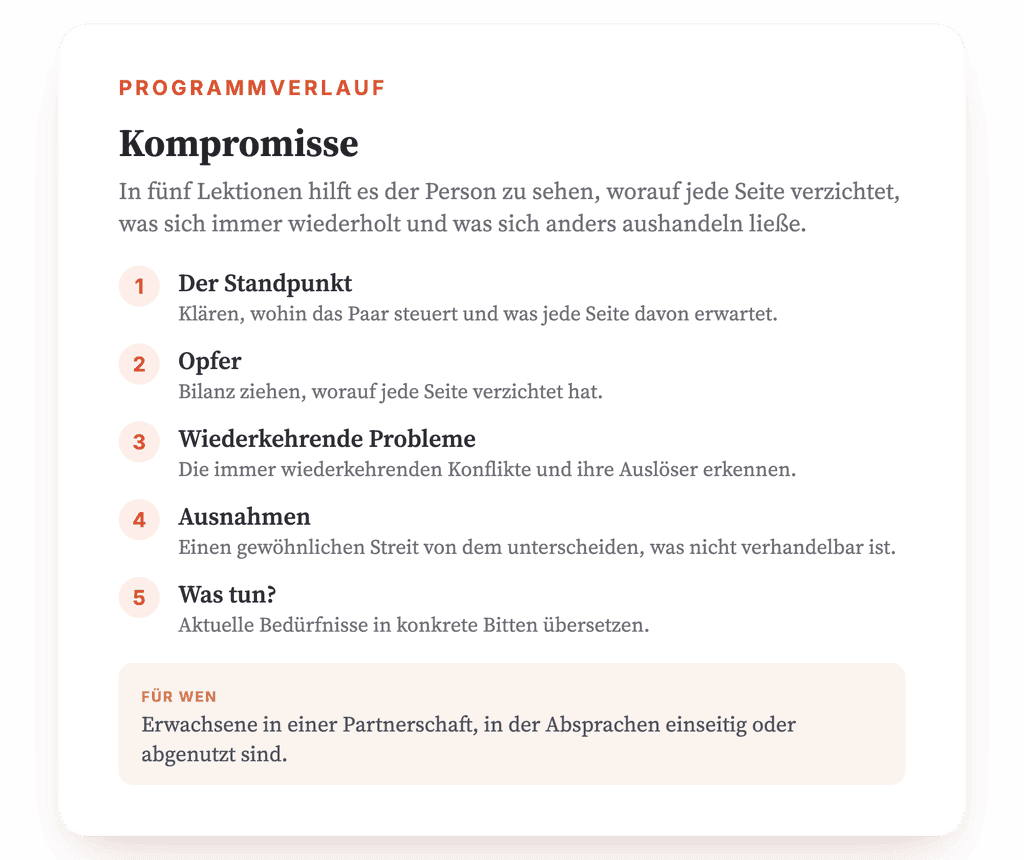 Kompromisse in der Paarbeziehung: Psychoedukationsprogramm