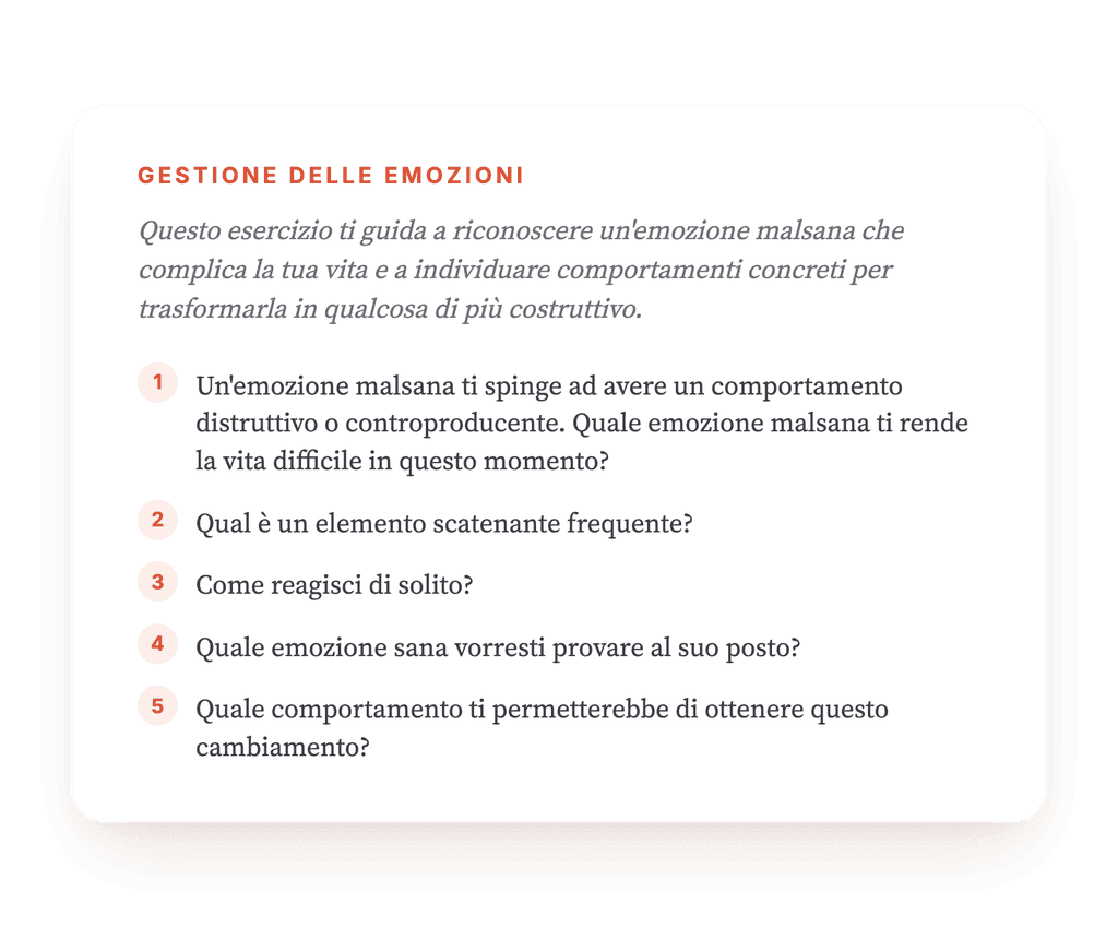 Emozioni malsane: un esercizio per cambiare il comportamento