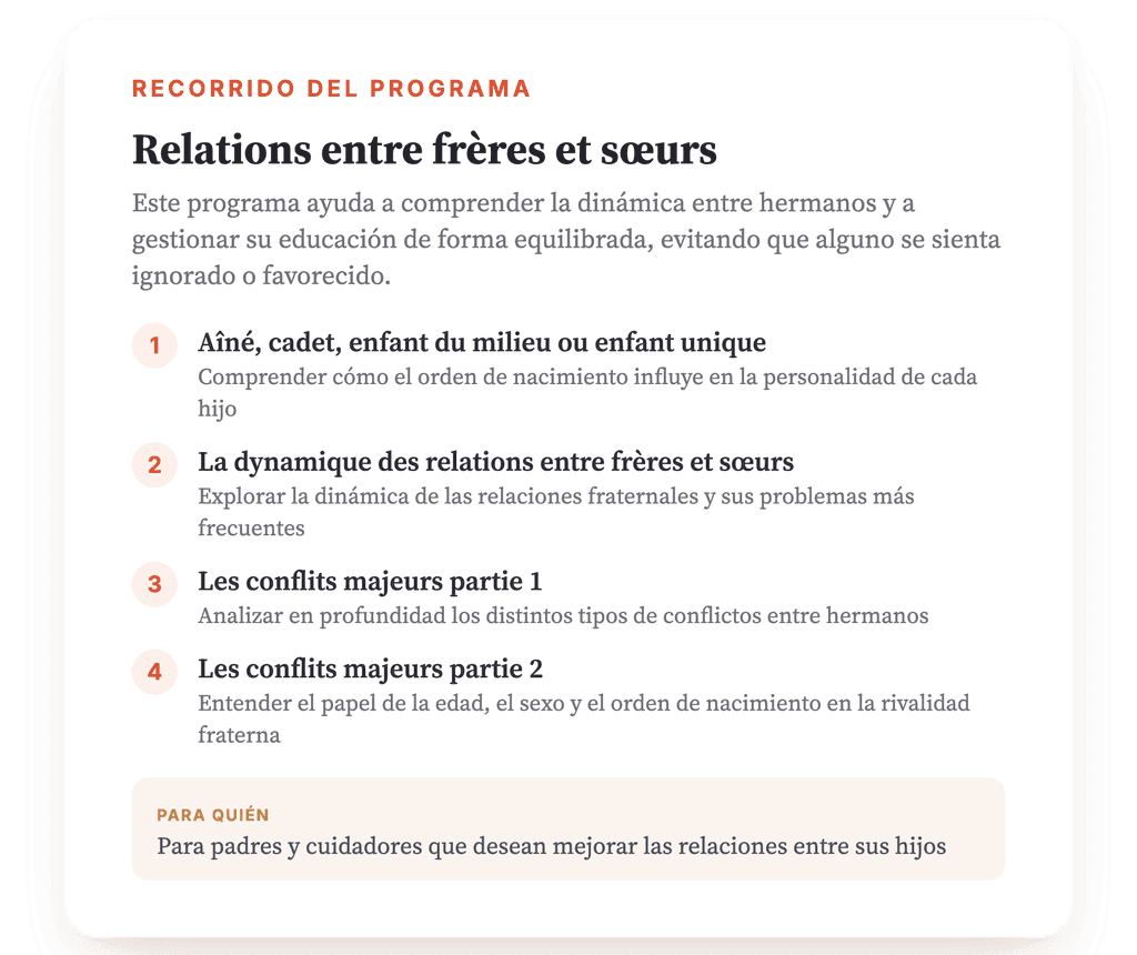 Relaciones entre hermanos: programa psicoeducativo para padres