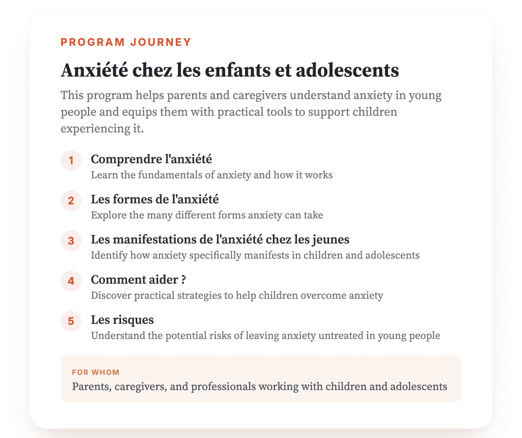 Anxiety in Children and Adolescents: A Parent Psychoeducation Program