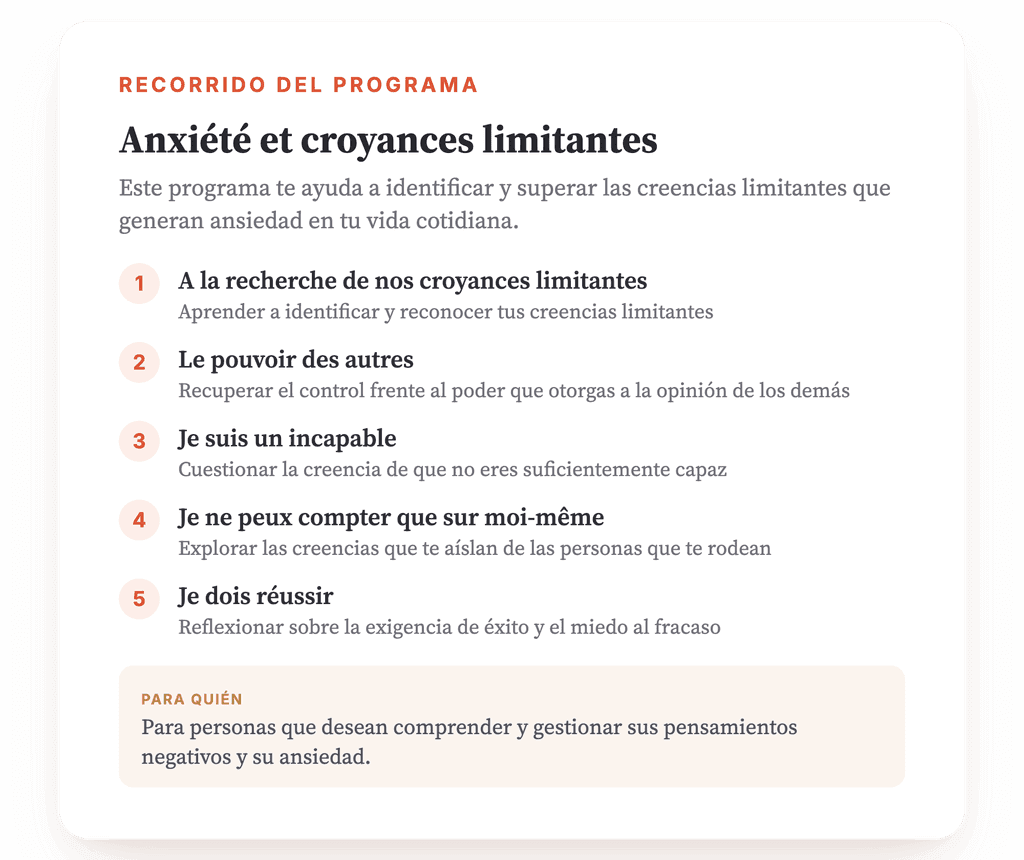 Ansiedad y creencias limitantes: programa de psicoeducación