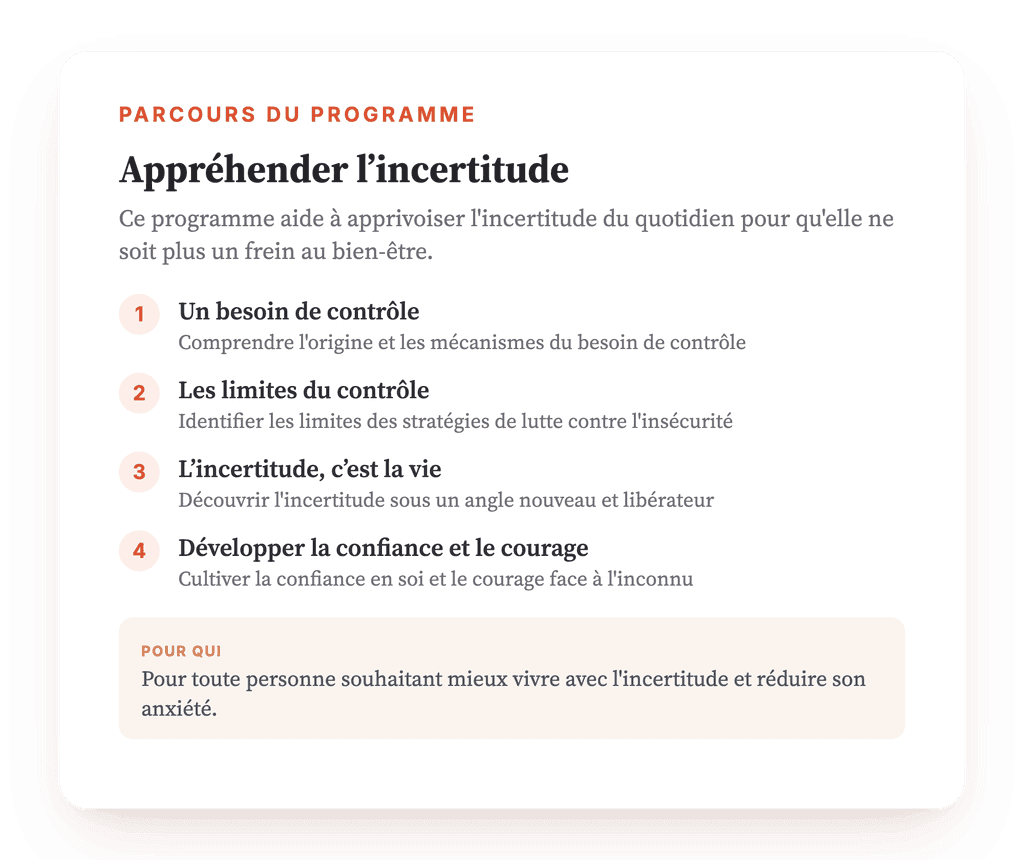 Appréhender l'incertitude : programme psychoéducatif