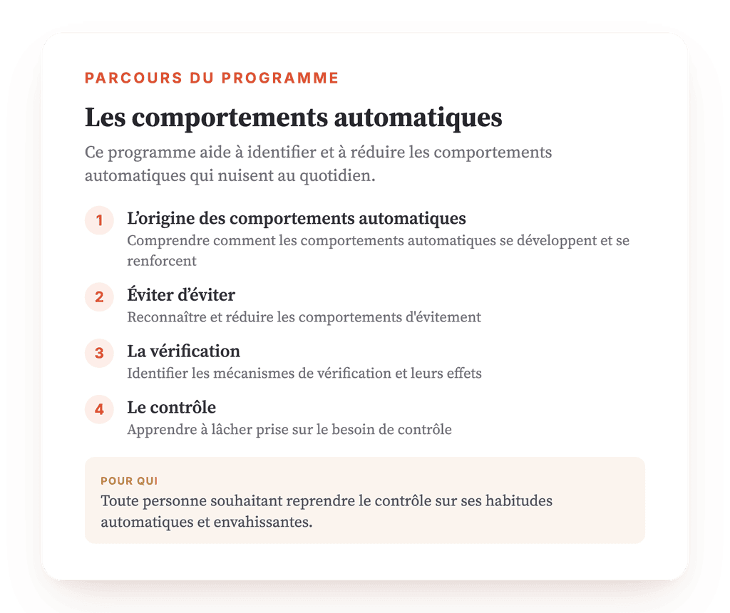 Les comportements automatiques : programme psychoéducatif TCC