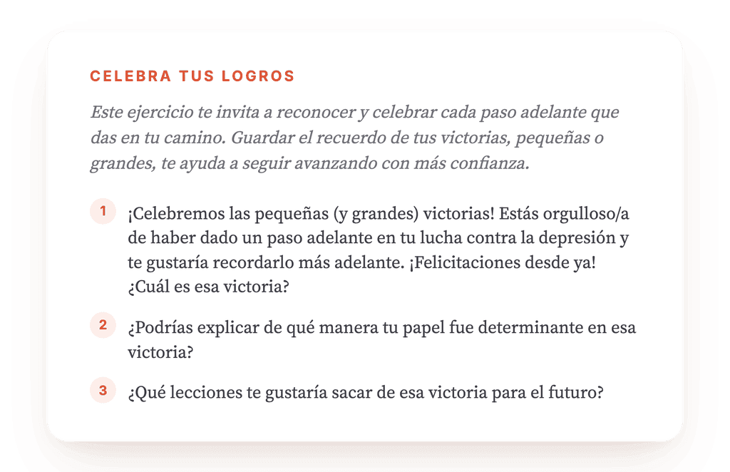 Celebrar los logros en la depresión: ejercicio clínico guiado