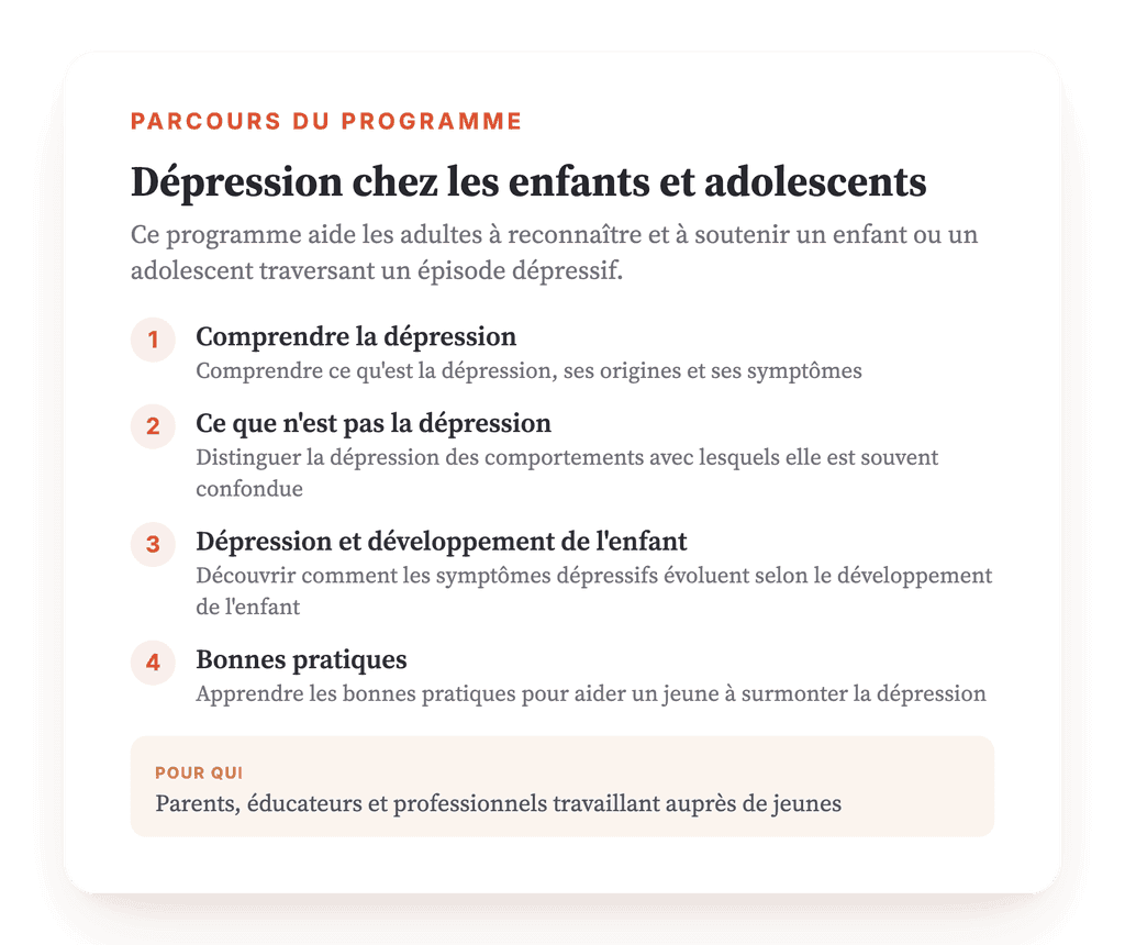 Dépression chez l'enfant et l'adolescent : programme psychoéducatif