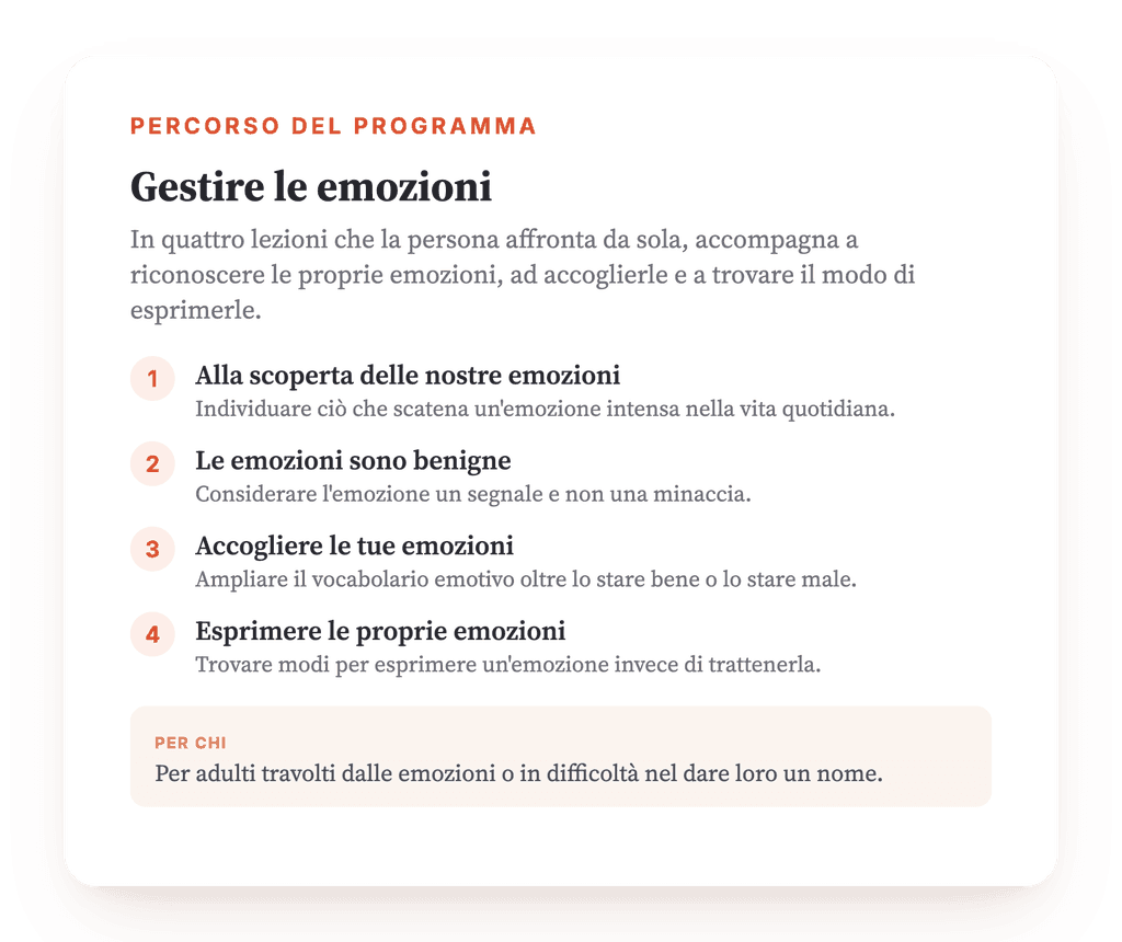 Gestione delle emozioni: programma psicoeducativo strutturato