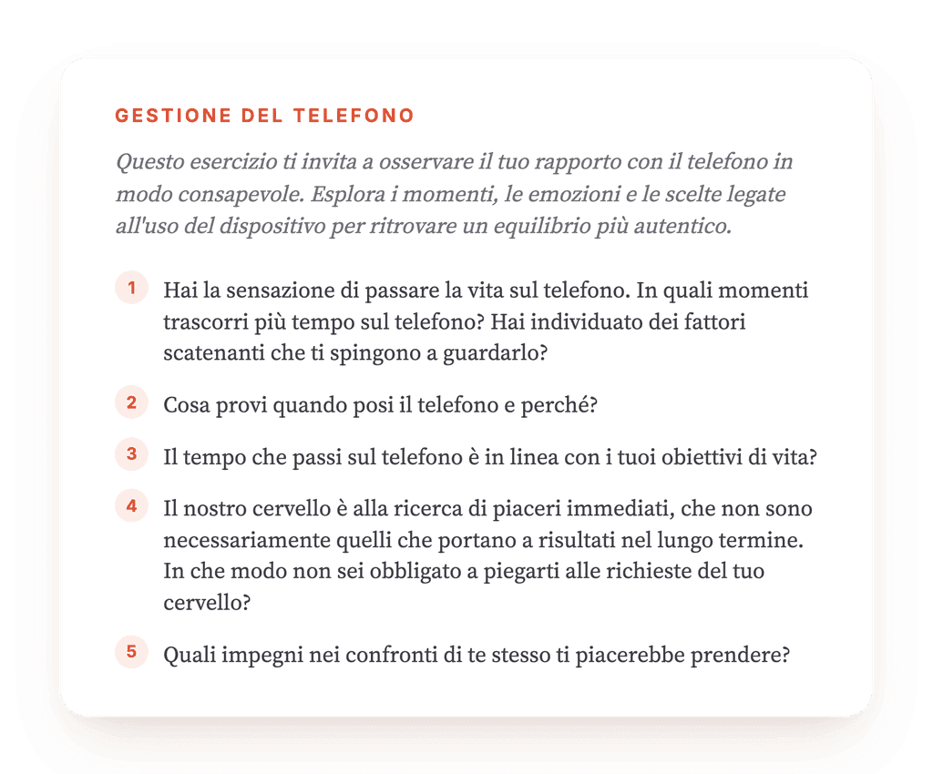 Uso eccessivo del telefono: esercizio guidato per i pazienti