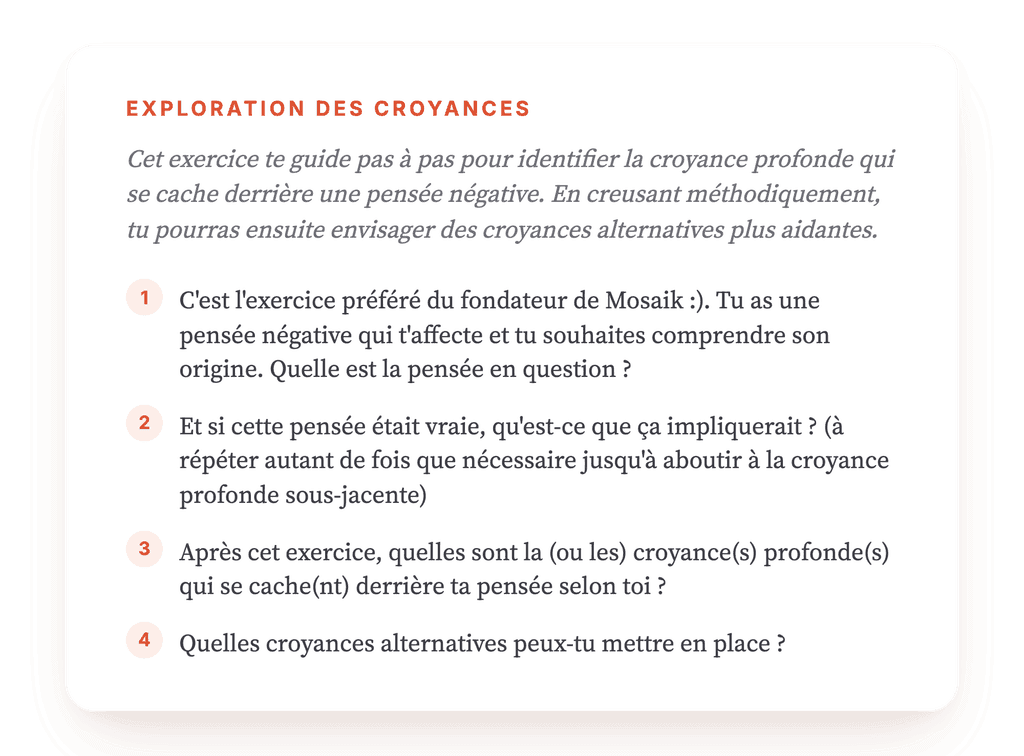 Remonter jusqu'à la croyance profonde derrière une pensée