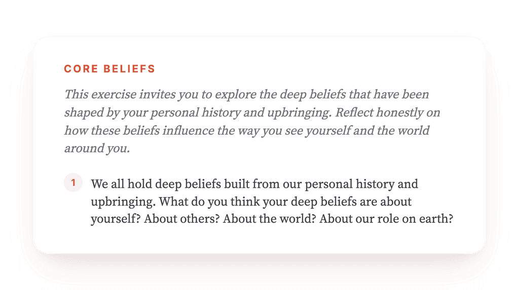 My Beliefs: A Guided Core Belief Self-Reflection Exercise