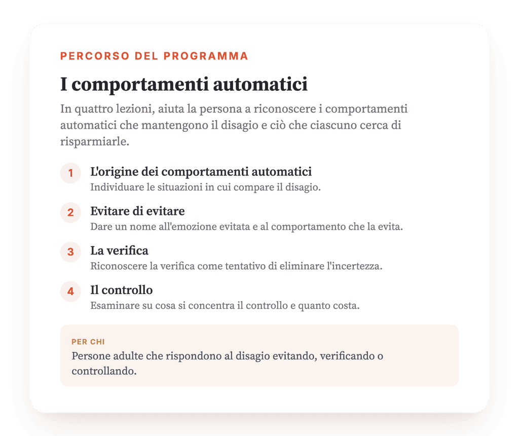 Comportamenti automatici: evitamento, verifica e controllo