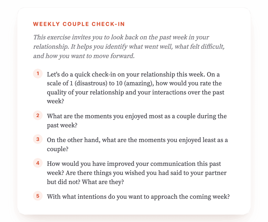 Weekly Couples Relationship Check-In: A Guided Exercise