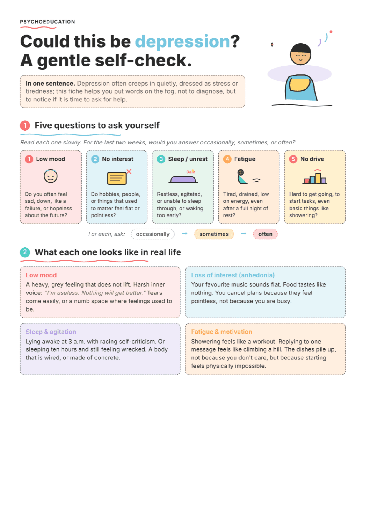 Depression: PDF Worksheet, Tools and Exercises for Clinical Practice