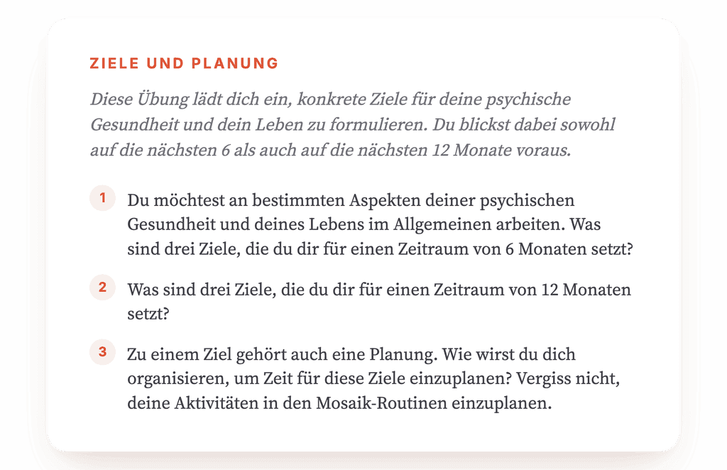 Therapeutische Ziele für 6 und 12 Monate strukturieren