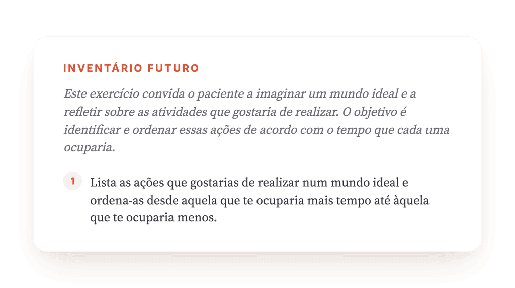 Inventário do Futuro: clarificar valores por uma lista ordenada