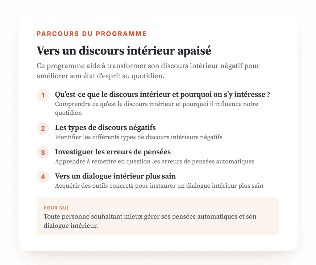 Vers un discours intérieur apaisé : programme psychoéducatif