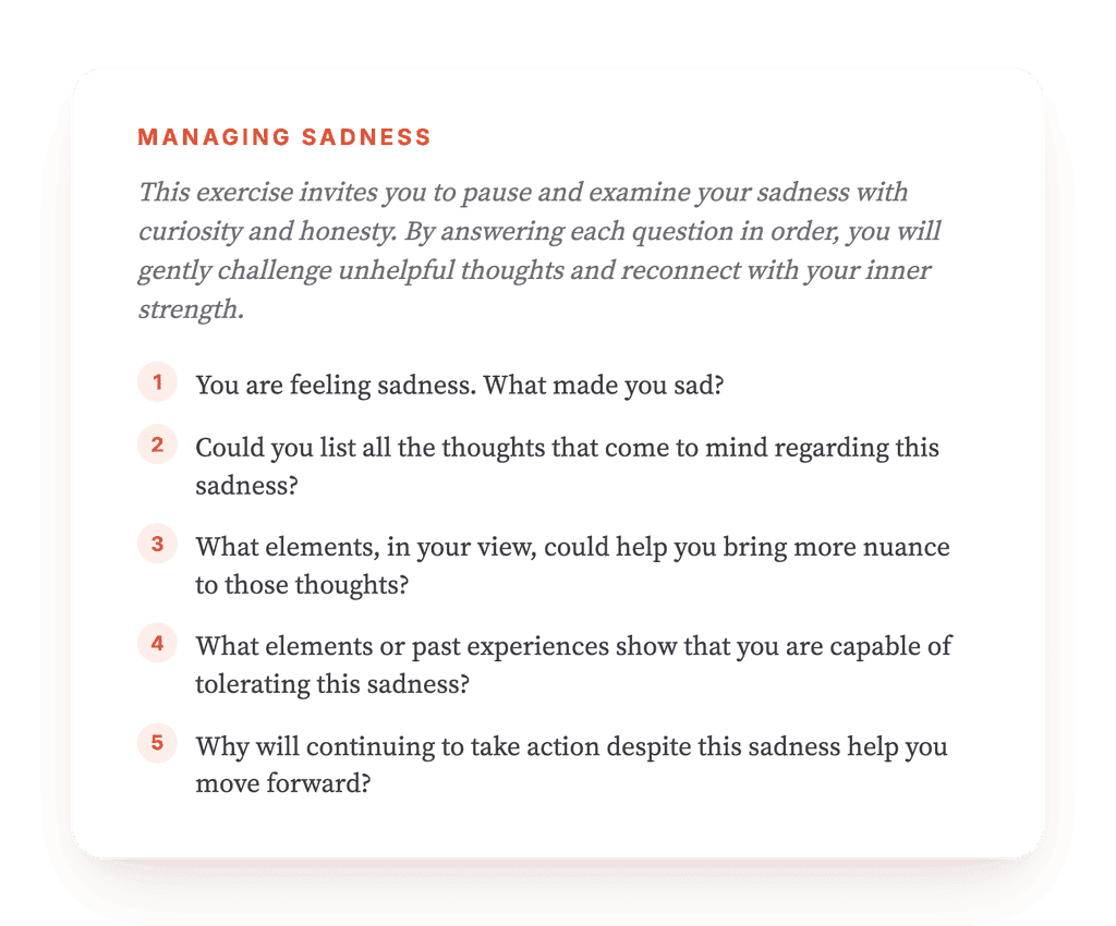 Sadness: A Guided Cognitive and Behavioral Exercise for Clinicians