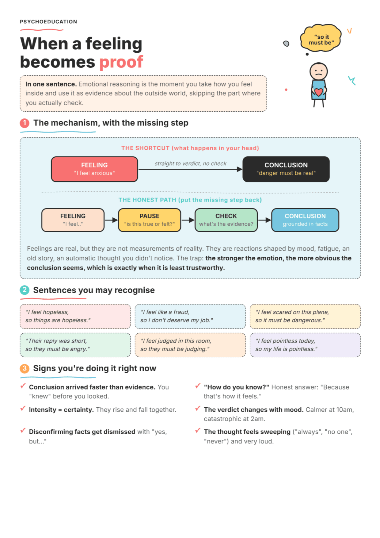 Emotional Reasoning: PDF Worksheet, Tools and Exercises