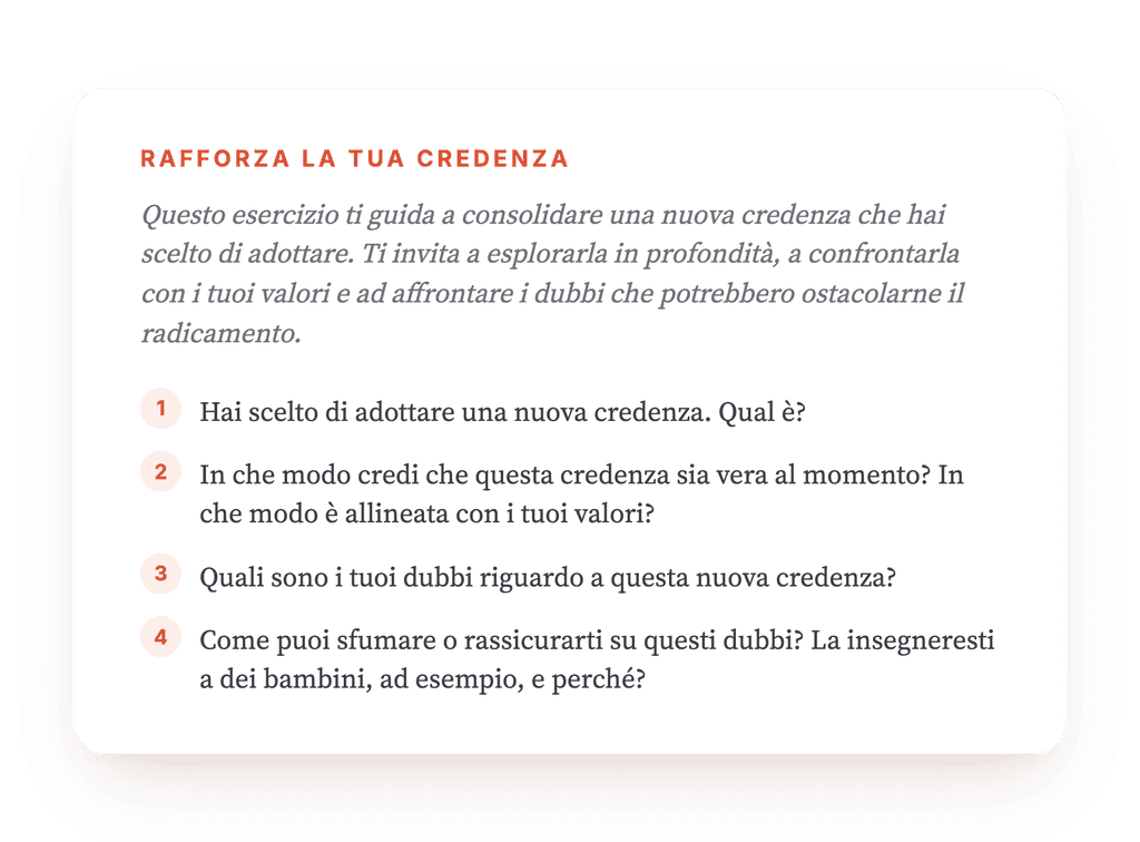 Rafforzare una nuova credenza: esercizio guidato in seduta