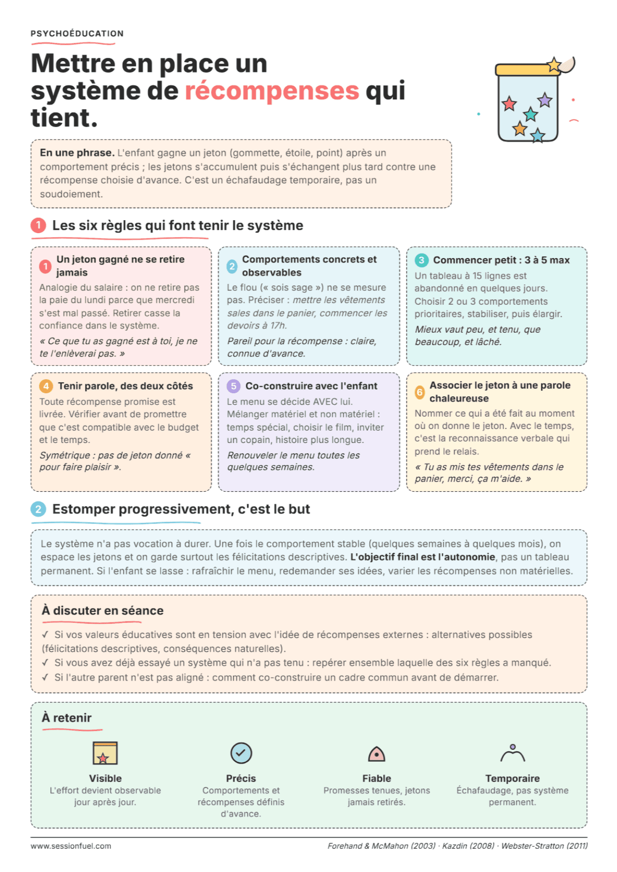 Système de récompense par jetons : Fiche PDF, outils et exercices pour la pratique clinique