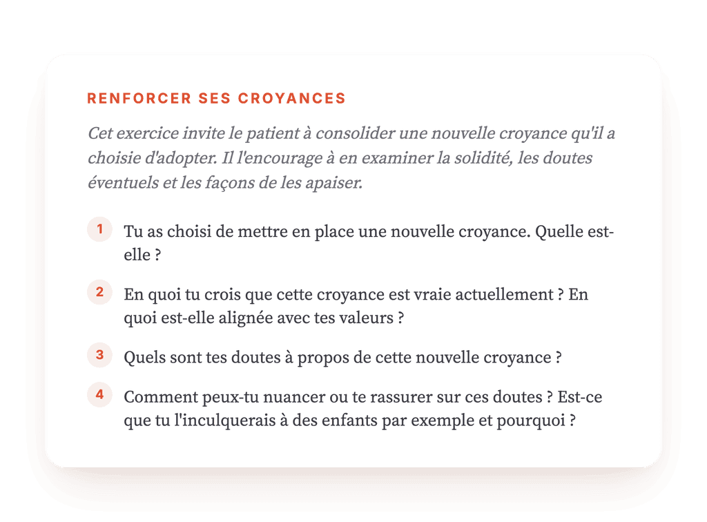 Renforcer une nouvelle croyance : outil clinique en TCC