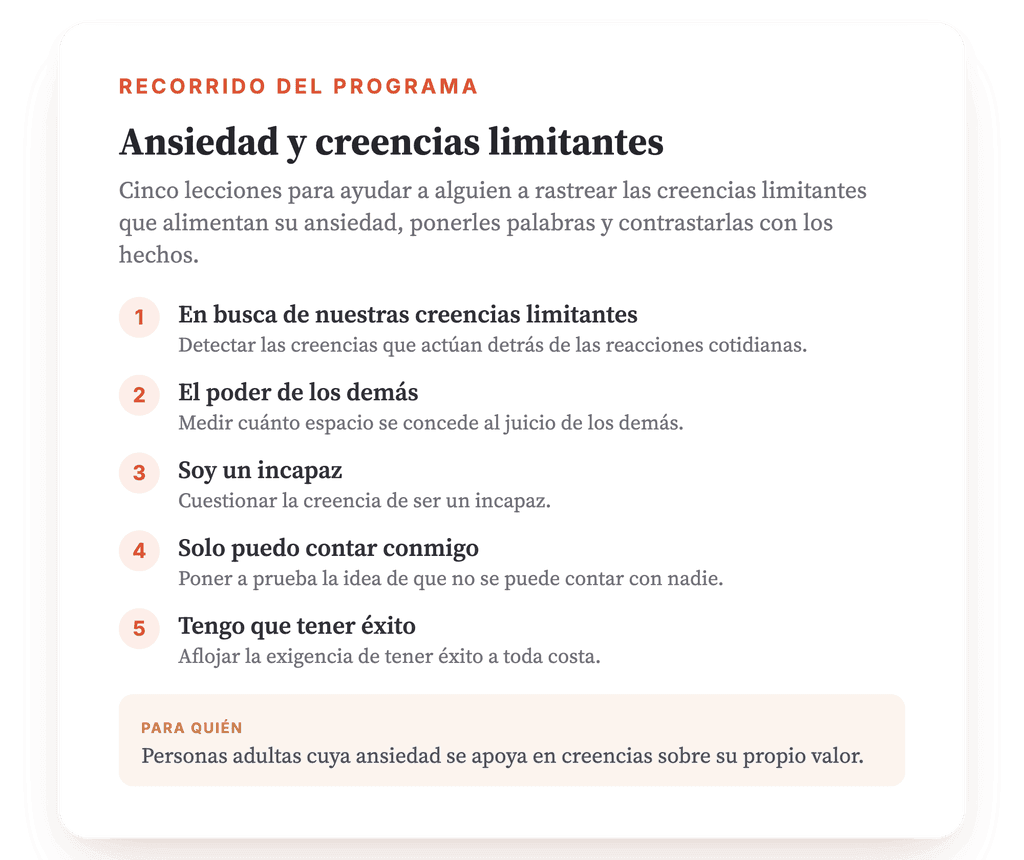 Ansiedad y creencias limitantes: programa de psicoeducación
