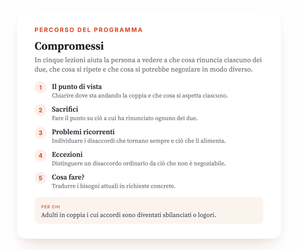 Compromesso di coppia: un programma psicoeducativo strutturato