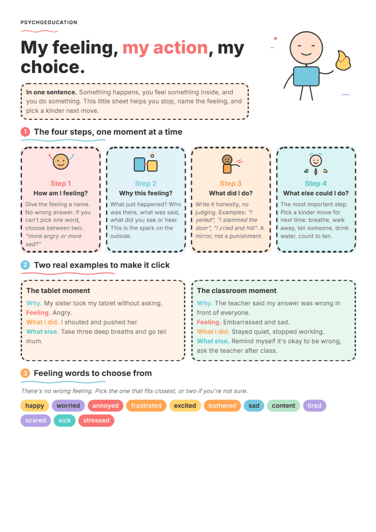 Understanding My Emotions and Reactions: PDF Worksheet, Tools and Exercises