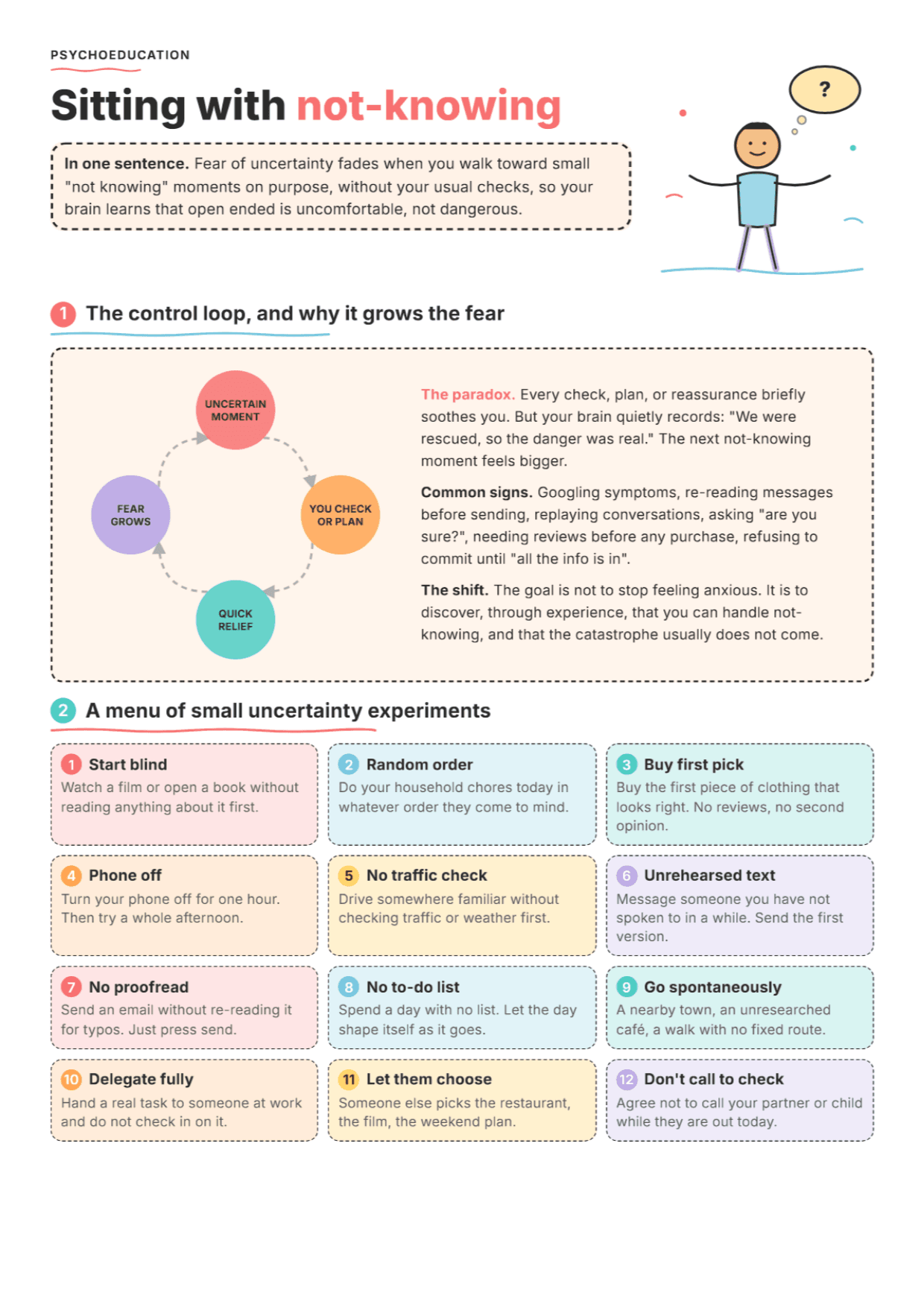 Fear of Uncertainty: PDF Worksheet, Tools and Exercises for Exposure Practice