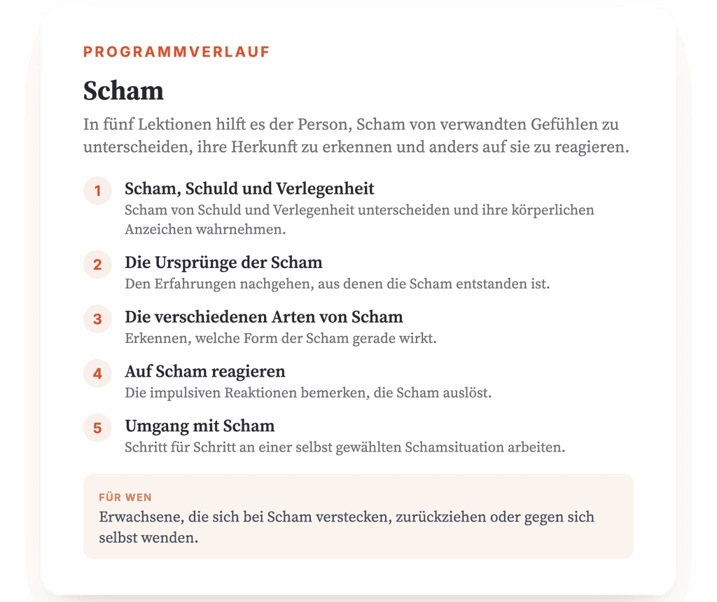 Scham psychoedukativ bearbeiten: ein klinisches Programm