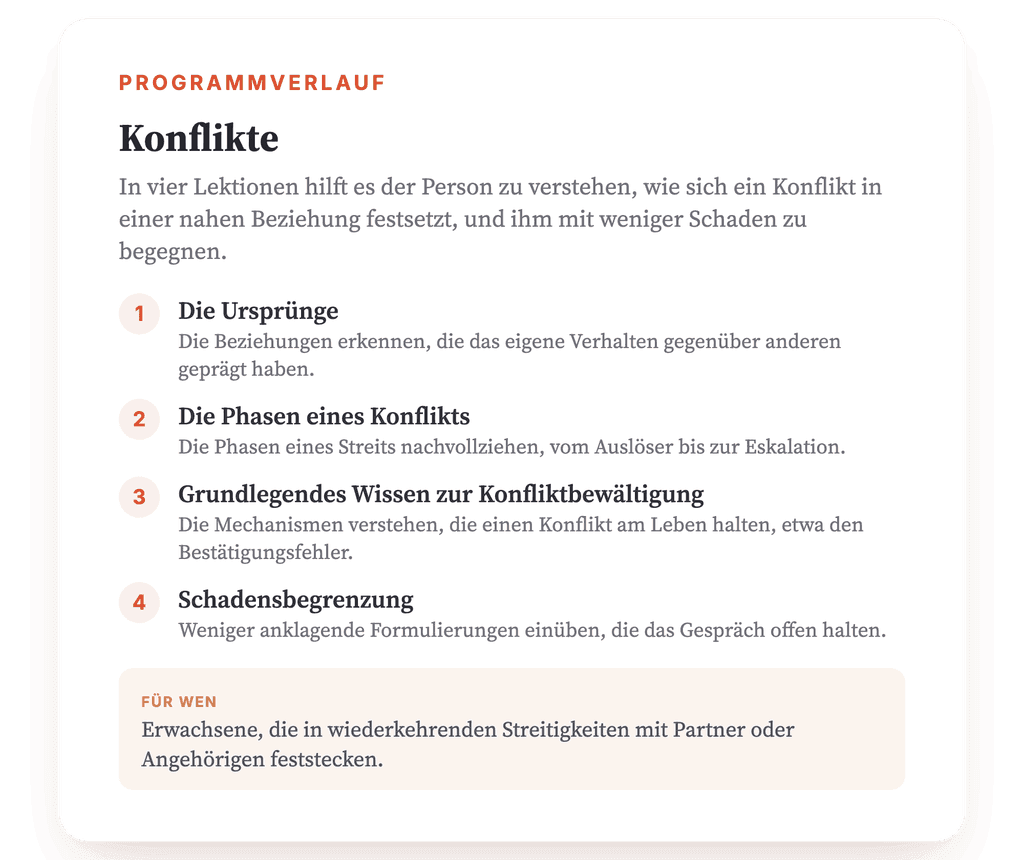 Konflikte in der Paarbeziehung: Psychoedukationsprogramm