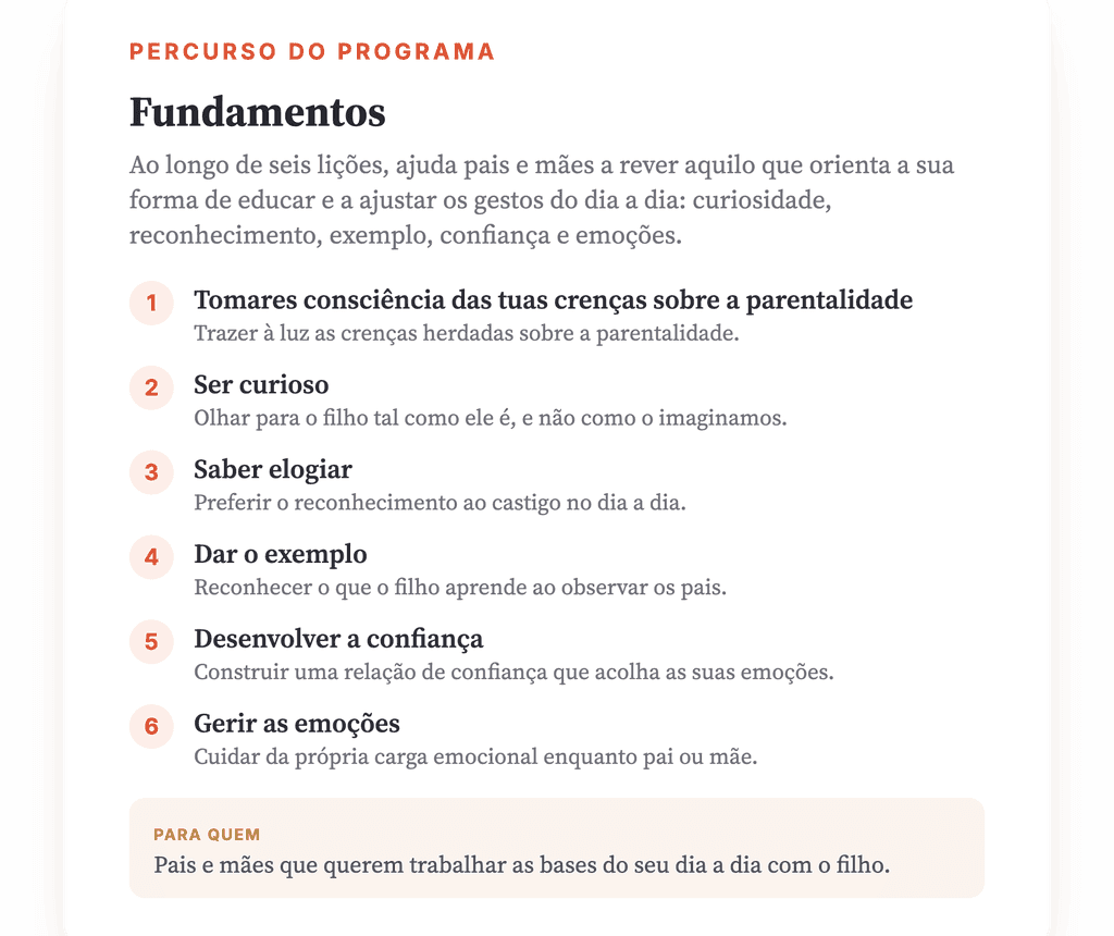 Fundamentos da Parentalidade: Programa Psicoeducativo
