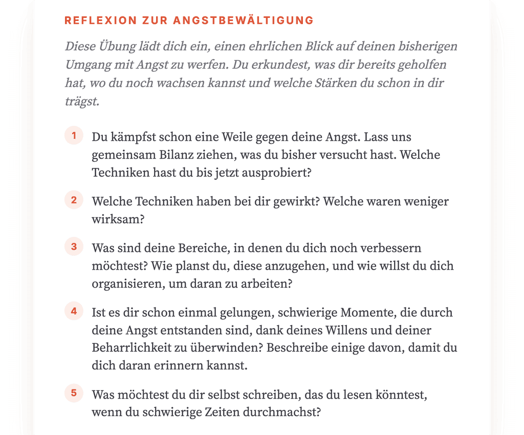 Angstbewältigung reflektieren: Übung zur Bestandsaufnahme