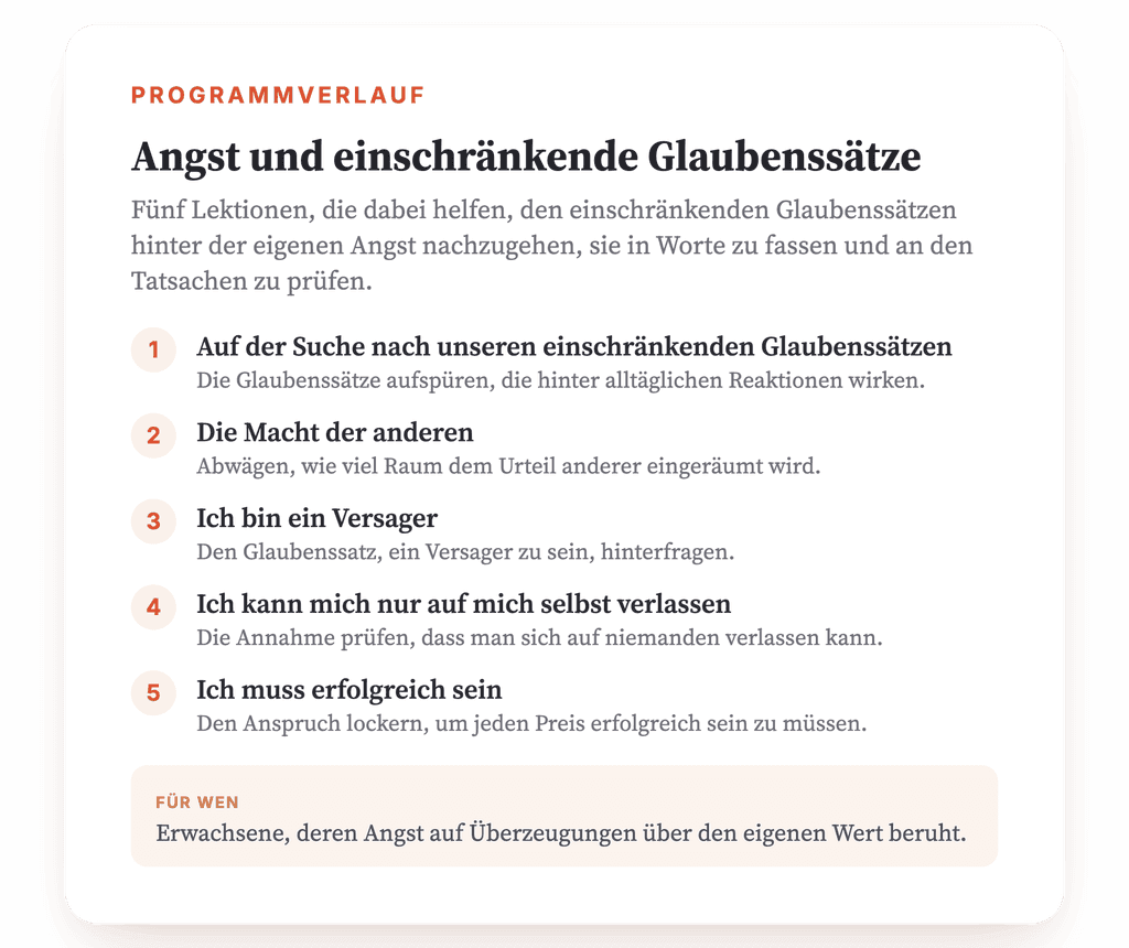 Angst und limitierende Überzeugungen: Psychoedukationsprogramm