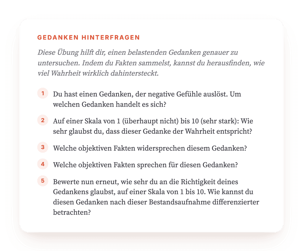 Negative Gedanken überprüfen: eine strukturierte Übung