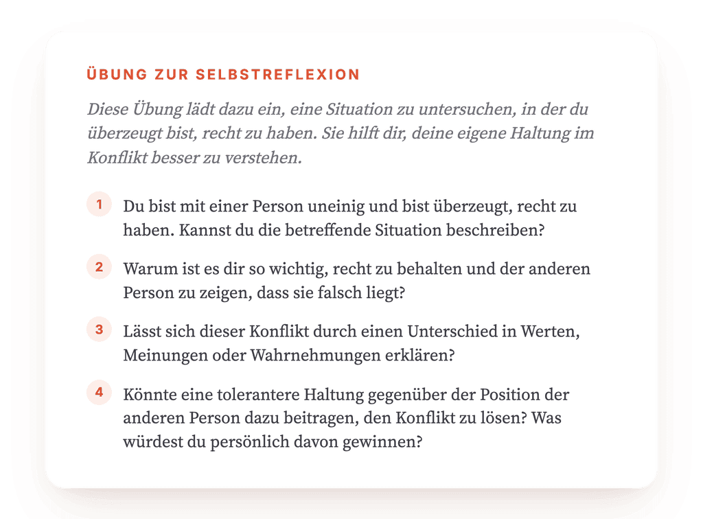 Ich habe recht: Klinische Übung zu Konflikt und Starrheit