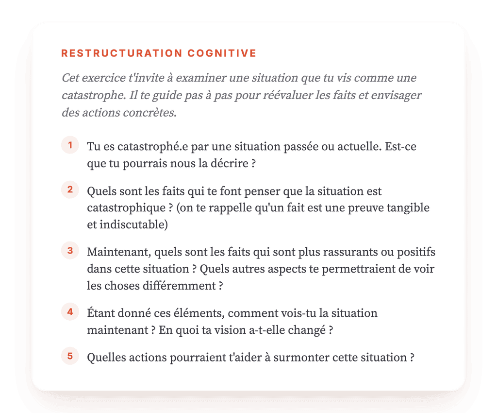 Catastrophisation : exercice guidé pour restructurer la spirale