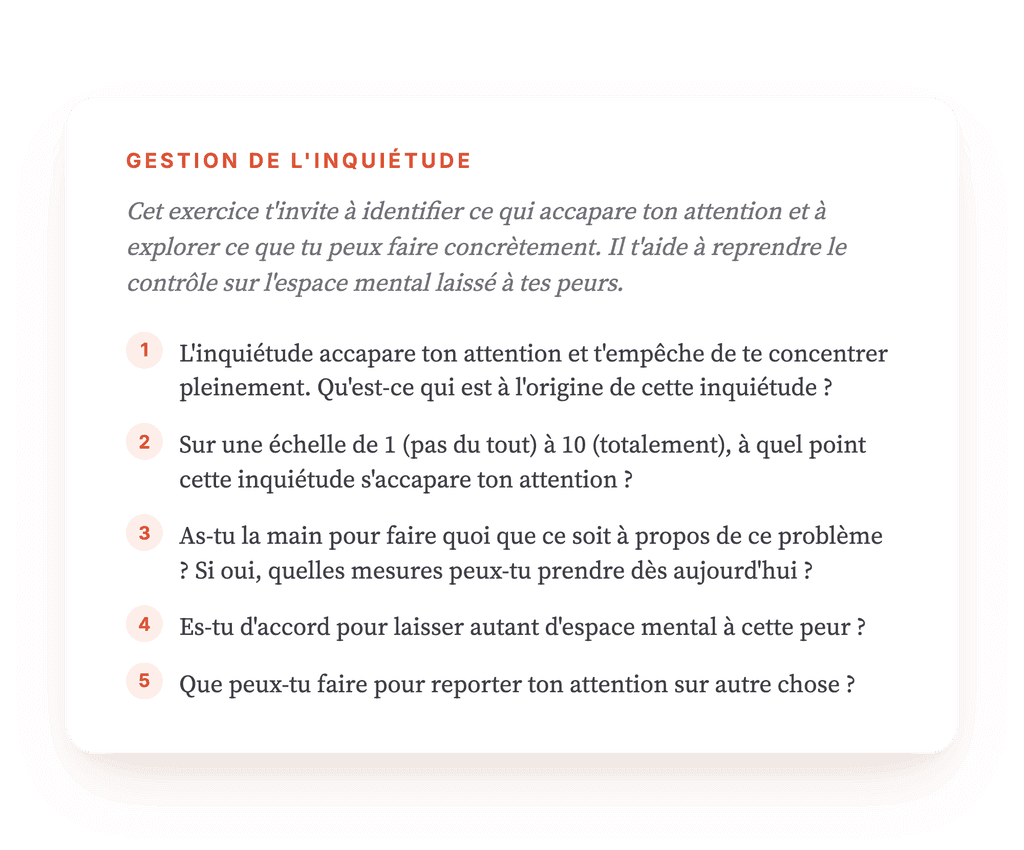 Je suis inquiet : exercice guidé sur l'inquiétude et le contrôle