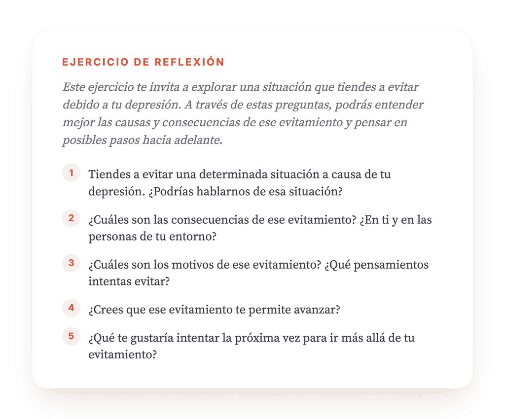 Evitación en la depresión: ejercicio clínico guiado