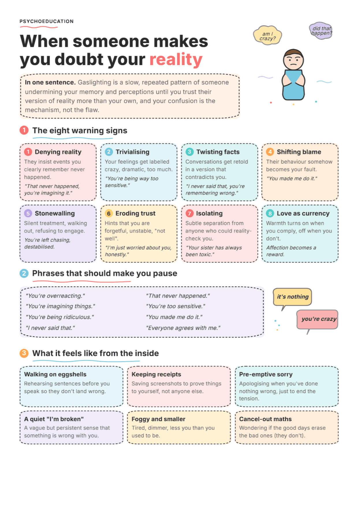 Gaslighting Warning Signs: PDF Worksheet, Tools and Exercises