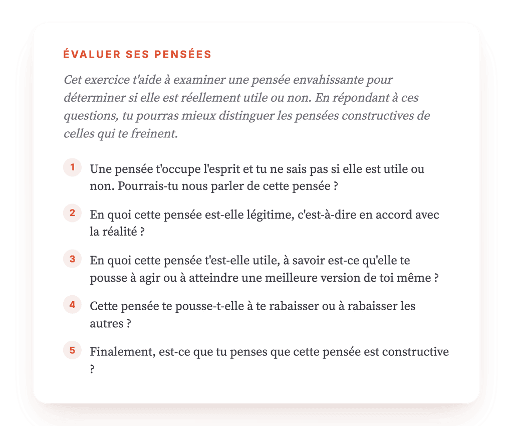 Évaluer l'utilité d'une pensée : exercice guidé en TCC