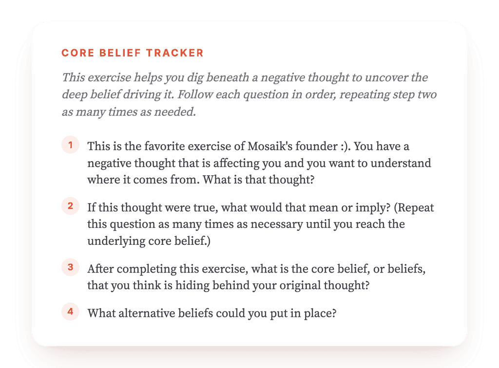 Downward Arrow: Tracing a Negative Thought to Its Core Belief