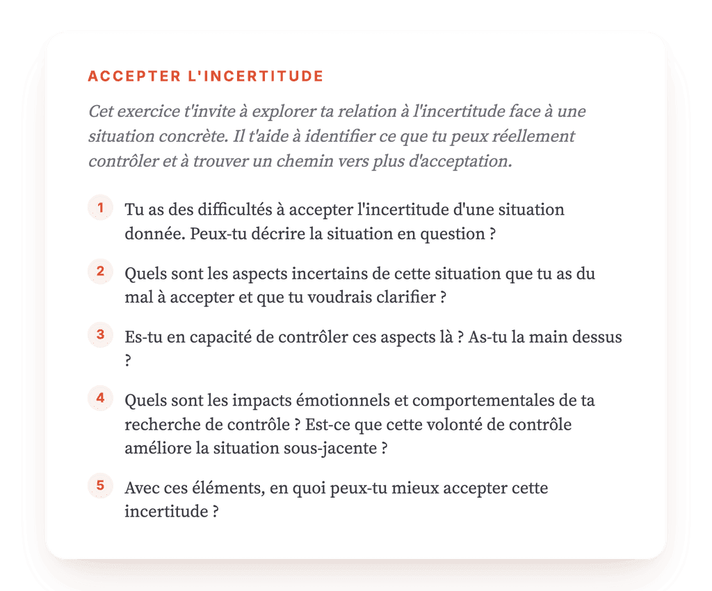 Intolérance à l'incertitude : exercice guidé pour vos patients
