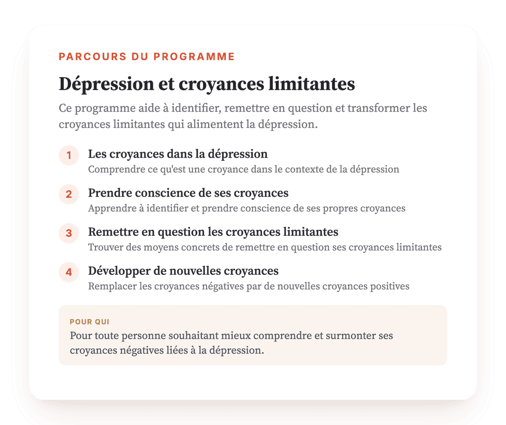 Dépression et croyances limitantes : programme psychoéducatif