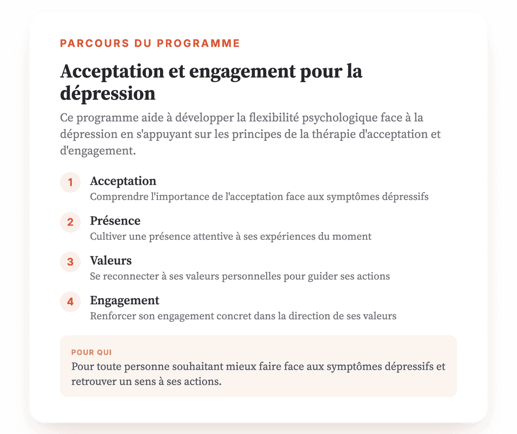 ACT et dépression : programme psychoéducatif en 4 leçons