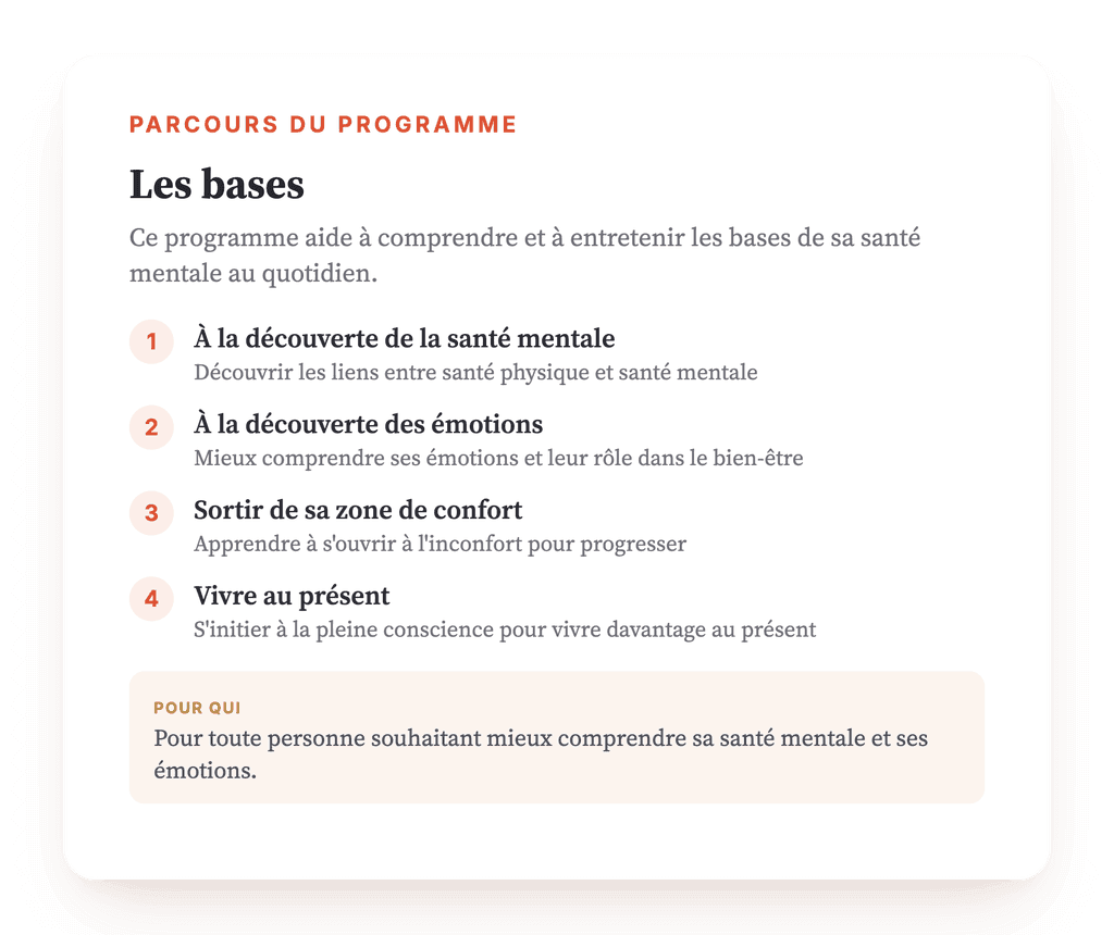 Les bases de la santé mentale : programme psychoéducatif